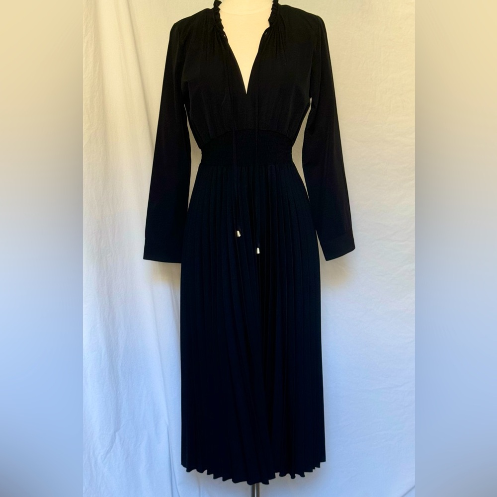 Black Zara Pleated Midi Dress